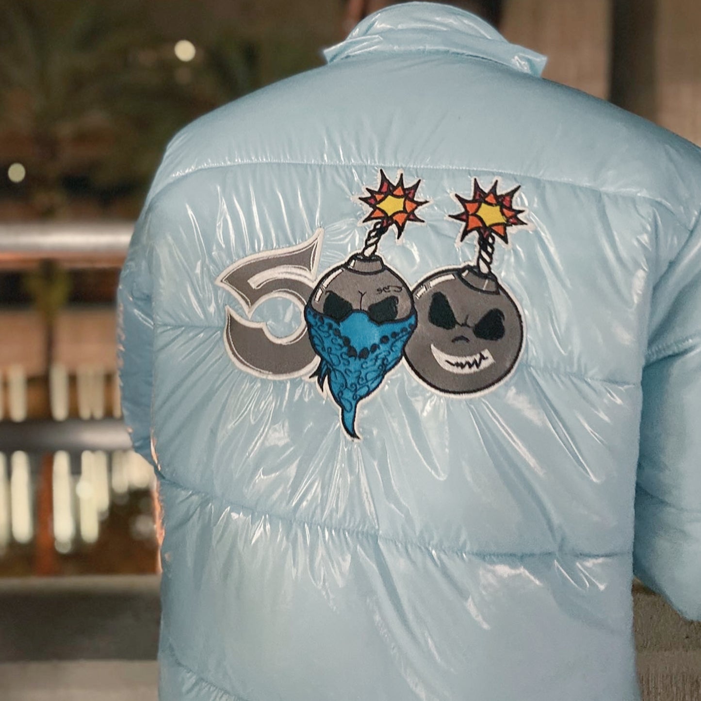 500 Baby Blue Puffer Coat