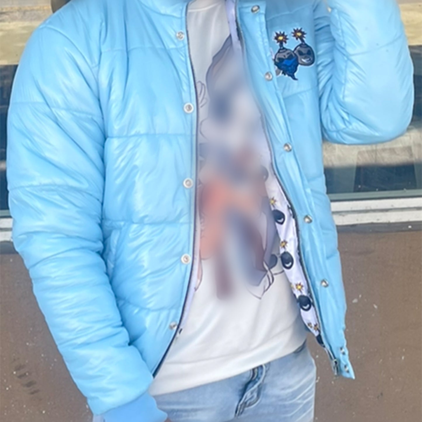 500 Baby Blue Puffer Coat